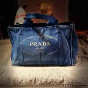 Prada Navy Blue Canvas Handbag